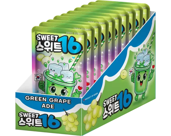 Sweet16 Green Grape Ade (Zero Sugar) with Sweeteners 10x200ml (Korean)