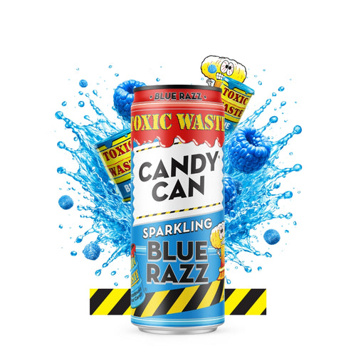 Candy Can x Toxic Waste Sparkling Blue Razz 330ml - blauwe zure frisdrank inkopen