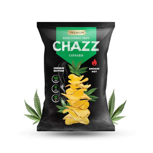 Chazz chips cannabis flavour 90g tray 15 stuks unieke chips groothandel