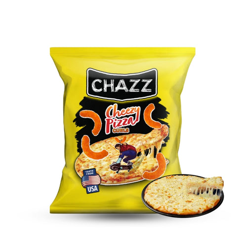 Chazz cheese curls pizza flavour 100g tray 20 stuks maïs snack groothandel