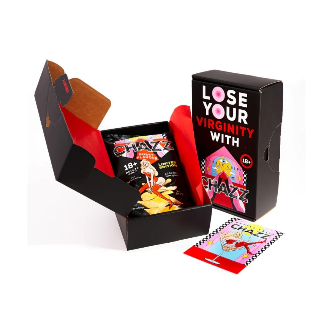 Chazz Potato Chips Pussy flavour giftbox 90g unieke chips groothandel novelty snack