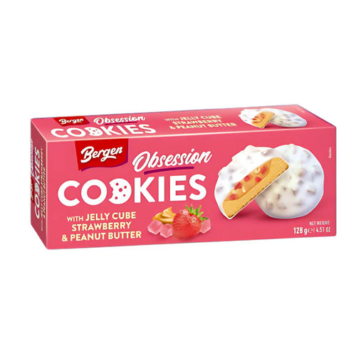 Bergen Cookies Jelly Cube Strawberry & Peanut Butter 27 x 128gr