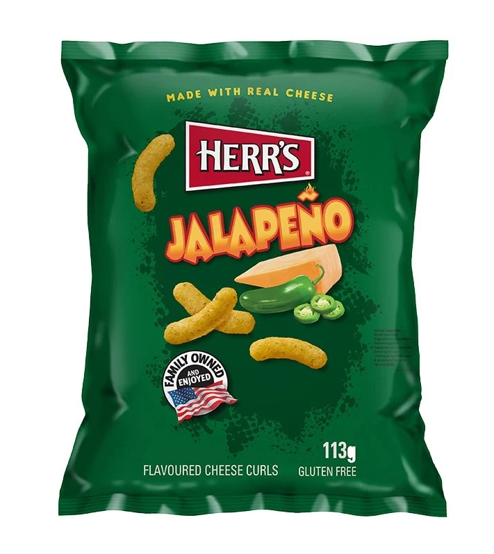 SNACK HERR'S JALAPENO CHEESE CURLS 12 x 113g
