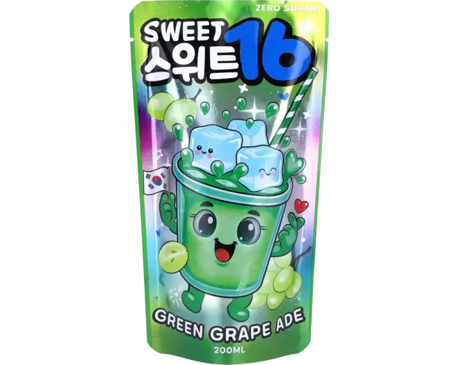 Sweet16 Green Grape Ade (Zero Sugar) with Sweeteners 10x200ml (Korean)
